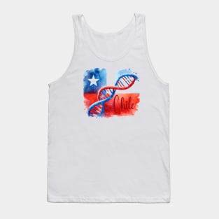 Chilean Flag Watercolor DNA Strand Art Tank Top